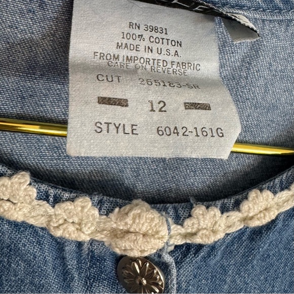 SOLDMy Michelle Vintage Blue Denim Modest Prairie Midi Button Down Dress Floral - Picture 7 of 9